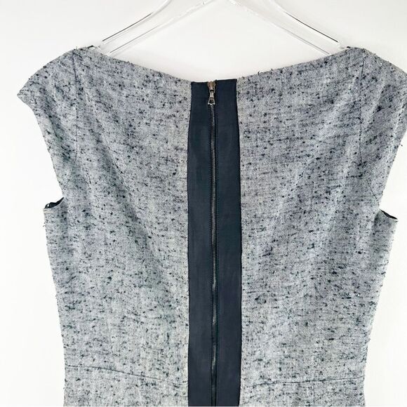 Narsico Rodriguez Linen/Silk Nubby Gray Sheath Dress w/Black Color-block Back 6 - Picture 5 of 15